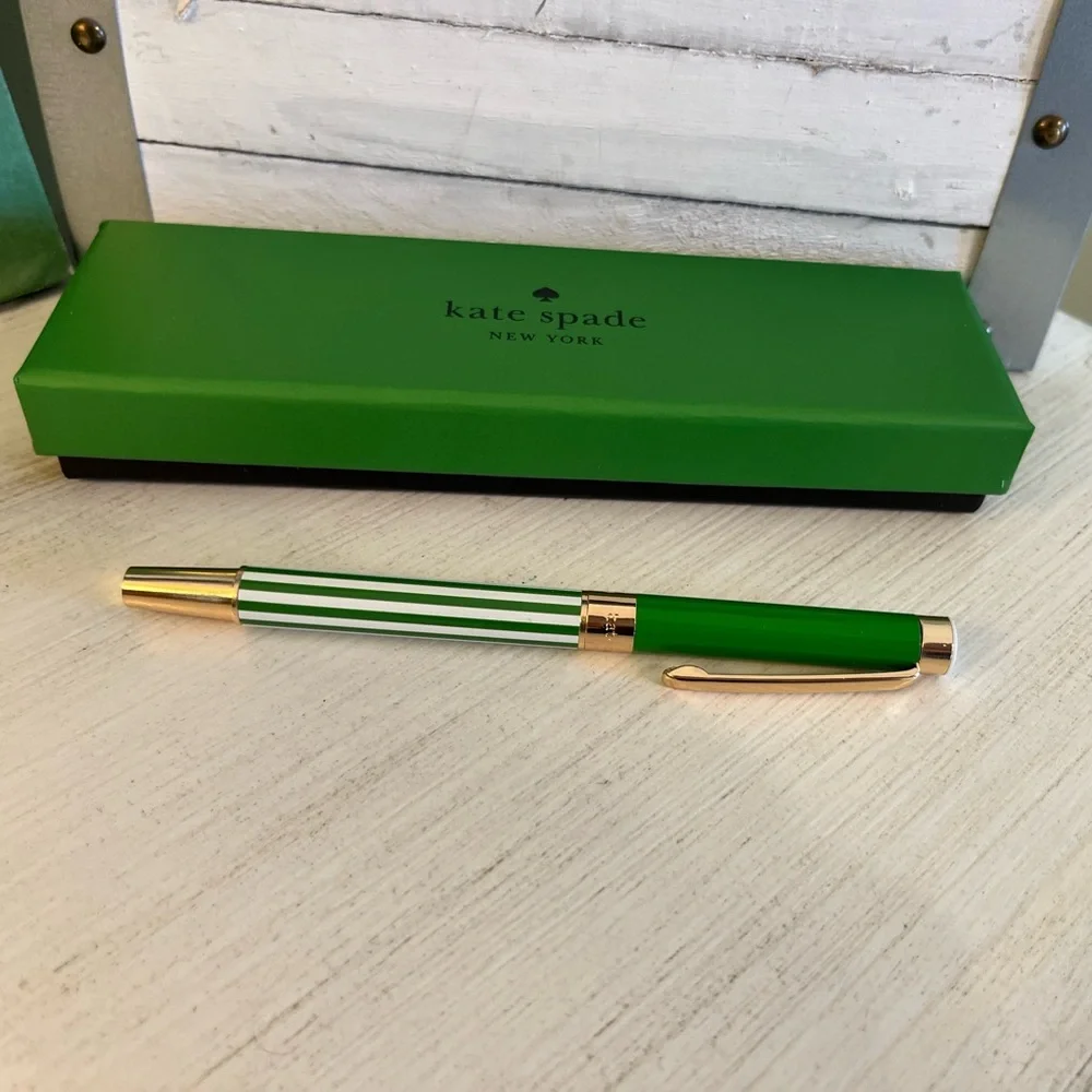 Kate Spade Green Pastry Stripe  Ballpoint Pen NWT